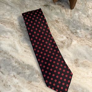 Authentic CHARVET Beautiful 100% Silk Red And Black Tie Made In France